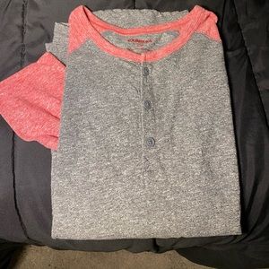 Salmon and marbled gray Henley T-shirt